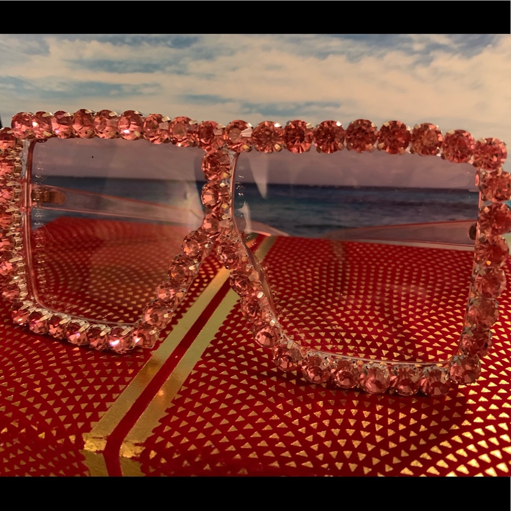 PINK RHINESTONE STUDDED SHADES